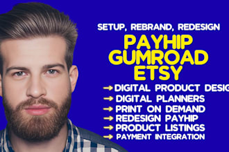 design payhip website, redesign payhip, gumroad seo etsy digital product shop