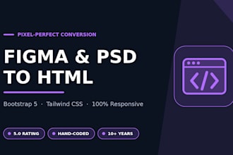 convert figma to html, psd to html responsive bootstrap or tailwind css