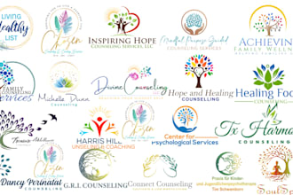 design counseling, mental health, skin care, and clinic logo