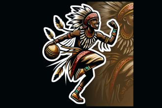 make an amazing african dance mascot logo with unlimited revision