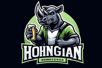 make an amazing hooligan rhinoceros mascot logo in one day
