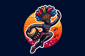 design super african dance mascot logo with satisfaction guaranteed