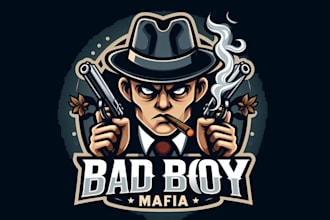 design super mafia smoking mascot logo in 24 hours