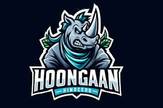 design super hooligan rhinoceros mascot logoi n 12 hours