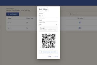 create a website for asset management with qr codes