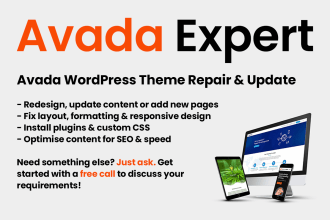 fix and update your avada theme wordpress website by UK expert