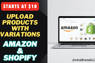 upload products with variations on amazon and shopify