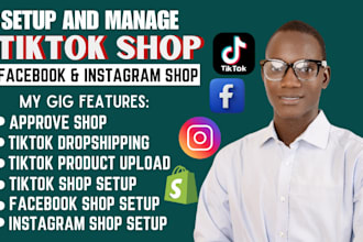 setup 30k tik tok shop, facebook ig shop for tiktok shopify drophsipping store