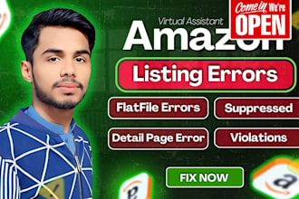 fix amazon listing error and variation issues, account health, suppression issue