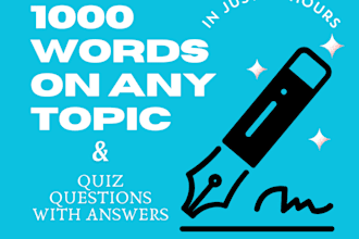 make quiz questions on any given topic and 1000 words essay