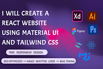 develop website using react js material UI and tailwind CSS