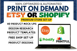 setup etsy pod print on demand dropshipping store  with printify printful gelato