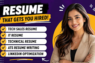write professional technical, IT, tech sales resume with cover letter, linkedin