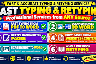 do typing jobs, retype scanned documents, fast typist