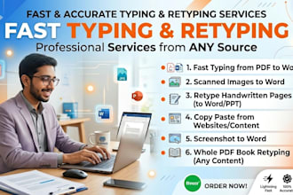 do typing jobs, retype scanned documents, fast typist