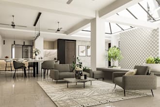 create premium level interior design with realistic rendering