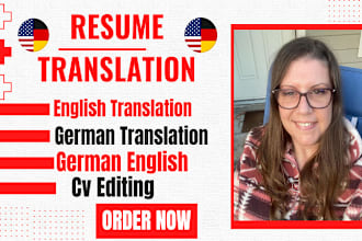 translate your english cv to german language vice versa, cover letter