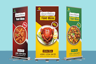 create a rollup, retractable, gym, restaurant, medical, and event banner