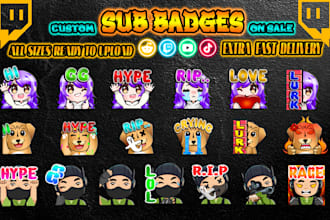 create awesome twitch sub badges ,twitch badges and emotes