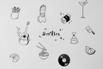 draw cute minimalist doodle art illustrations or icons