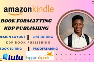 format book for amazon kdp format or publish kindle ebook, book cover design