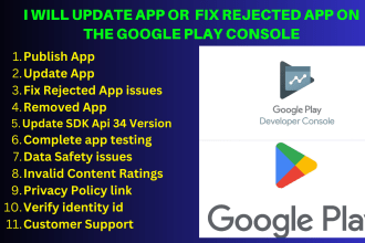 update app or fix rejected app on the google play console