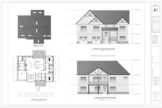 do 2d architectural blueprints, home permit drawing, elevation plans in autocad