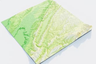 create 3d topographic map, spatial analysis using arcgis, qgis and blender
