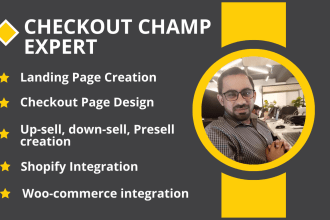 design checkout champ landing page integrate shopify, woocommerce