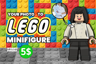 draw you as lego minifigure style in 24 hours