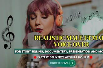 do realistic male, female voice over