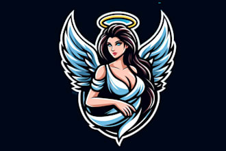 design awesome angel woman wing mascot logo within 1 day