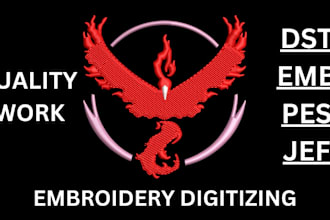 do embroidery digitizing into dst,pes,jef,emb in 1 hour