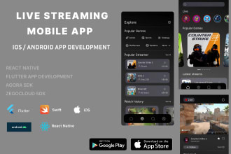 build music streaming app, ott app, live streaming  app, dating app