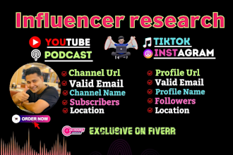 find the best youtube, instagram, tiktok,podcast influencer email lists