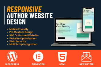 design a responsive author website with a professional and custom design