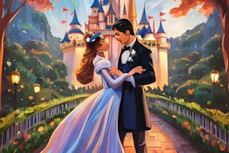 draw you cute disney cartoon couple portrait