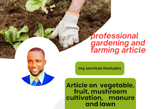 write gardening, agriculture, farming, pest, and compost manure article