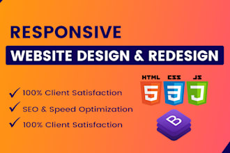 design and redesign high quality website with HTML, CSS, js and bootstrap