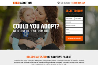 generate child adoption leads homeless adoption landing page donation funnel