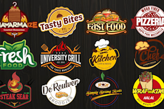 design pizza, burger, fast food, food logo, and BBQ menu