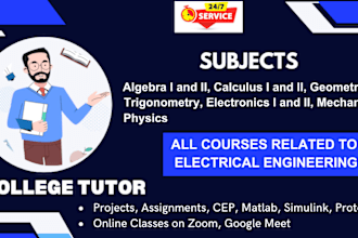 provide tutor services in calculus, mechanics and other high school subjects
