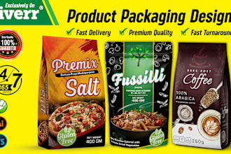 do premium pouch design, product packaging design, bag, box design