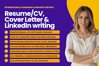 provide professional ats resume writing, CV, cover letter, linkedin