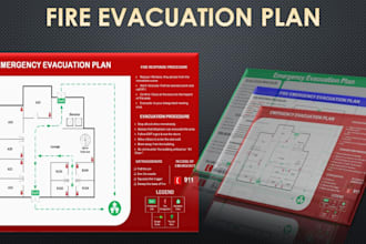 design fire emergency evacuation plan, evacuation diagram, fire exit plan