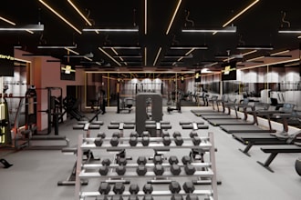design 3d gym interior and exterior