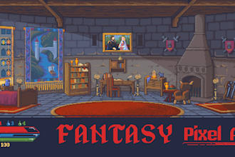 create fantasy pixel art scene
