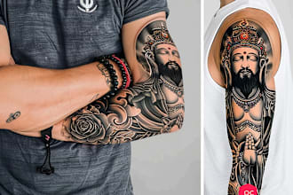 draw unique custom tattoo design, tattoo sleeve