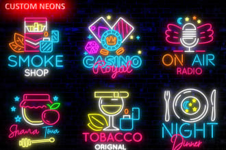 design  neon logo ,neon banner or neon sign  professionally