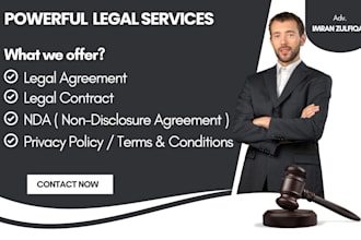 write legal contract, agreements, terms and conditions, privacy policy and nda